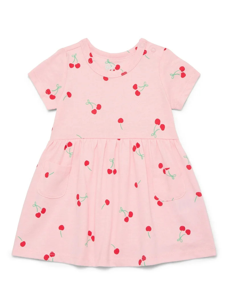 Wonder Nation Baby Girl Short Sleeve Dress, Sizes 0-24 Months | Walmart (US)
