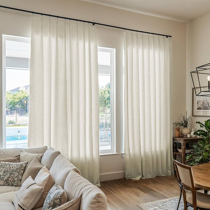 TWOPAGES Ivory White Pinch Pleated Curtains 84 Inches Long for Living Room, Heavyweight Linen Tex... | Amazon (US)