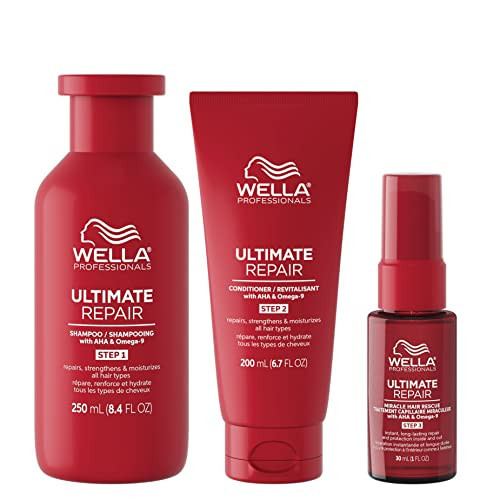 Wella Professionals ULTIMATE REPAIR Set, Lightweight Shampoo, Nourishing Conditioner, and Luxury Leave-On Hair Repair Treatment for Damaged Hair, The Ultimate Repair Regimen, 3 Unit Set | Amazon (US)