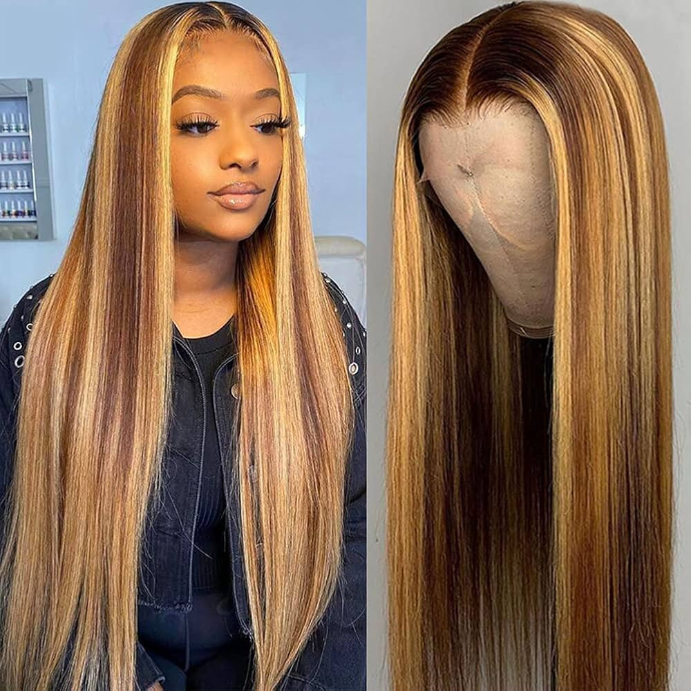 Pizazz Highlight HD Transparent Lace Front Wigs Human Hair Pre Plucked 13x4 Brazilian Straight La... | Amazon (US)