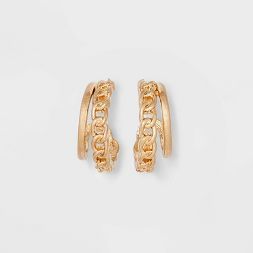 Frozen Chain Double Hoop Earrings - Universal Thread™ Gold | Target