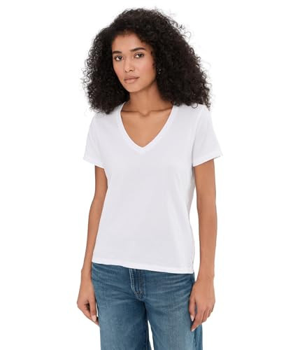 Madewell Women's Northside V-Neck Tee, White, XX-Small | Amazon (US)