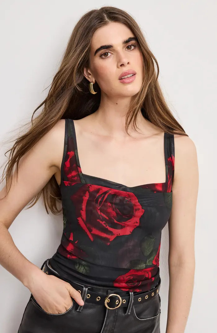 Print Mesh Bustier Top | Nordstrom