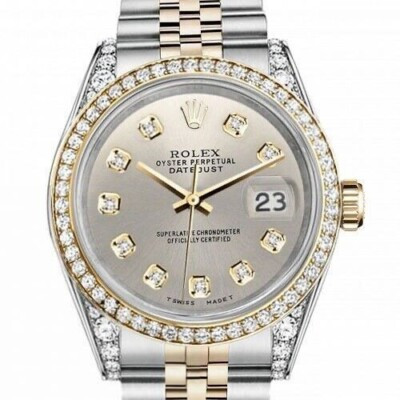 Rolex Datejust 31 mm Two Tone Ladies Diamond Watch Silver Diamond Dial | eBay US