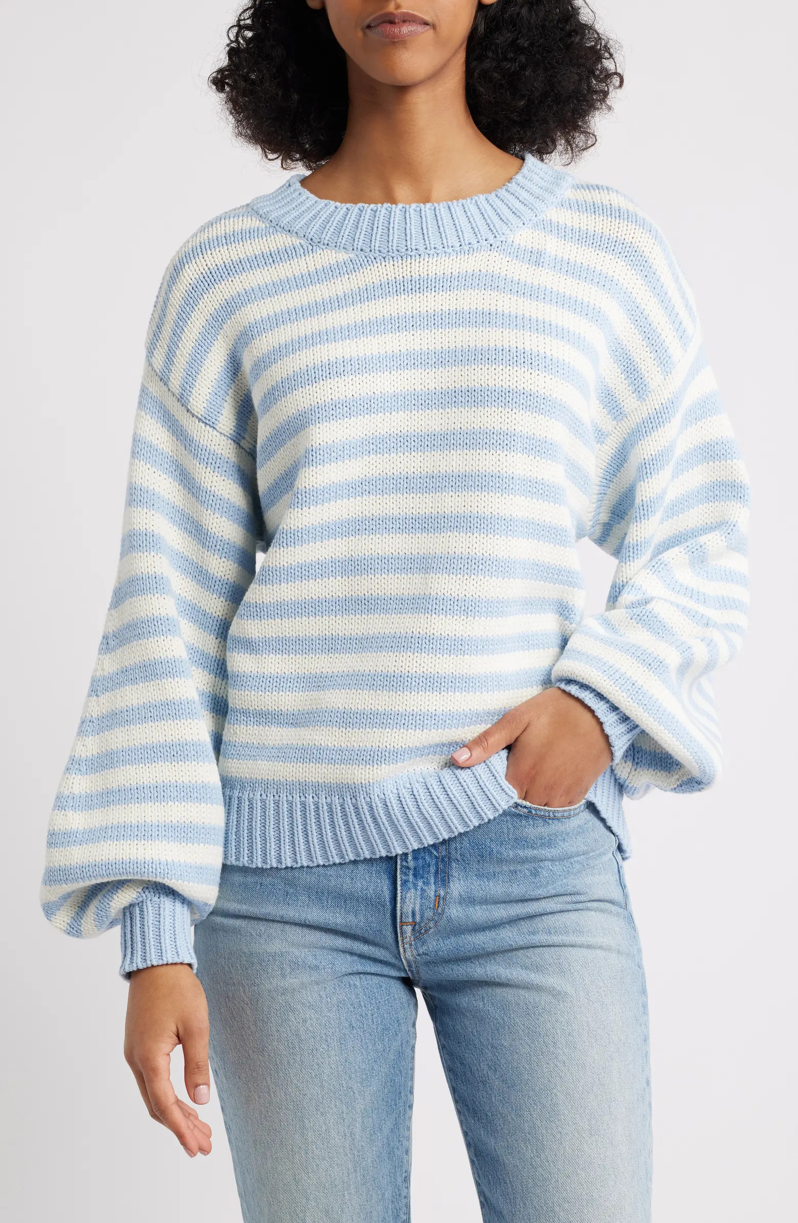 Harmony Balloon Sleeve Cotton Blend Sweater | Nordstrom