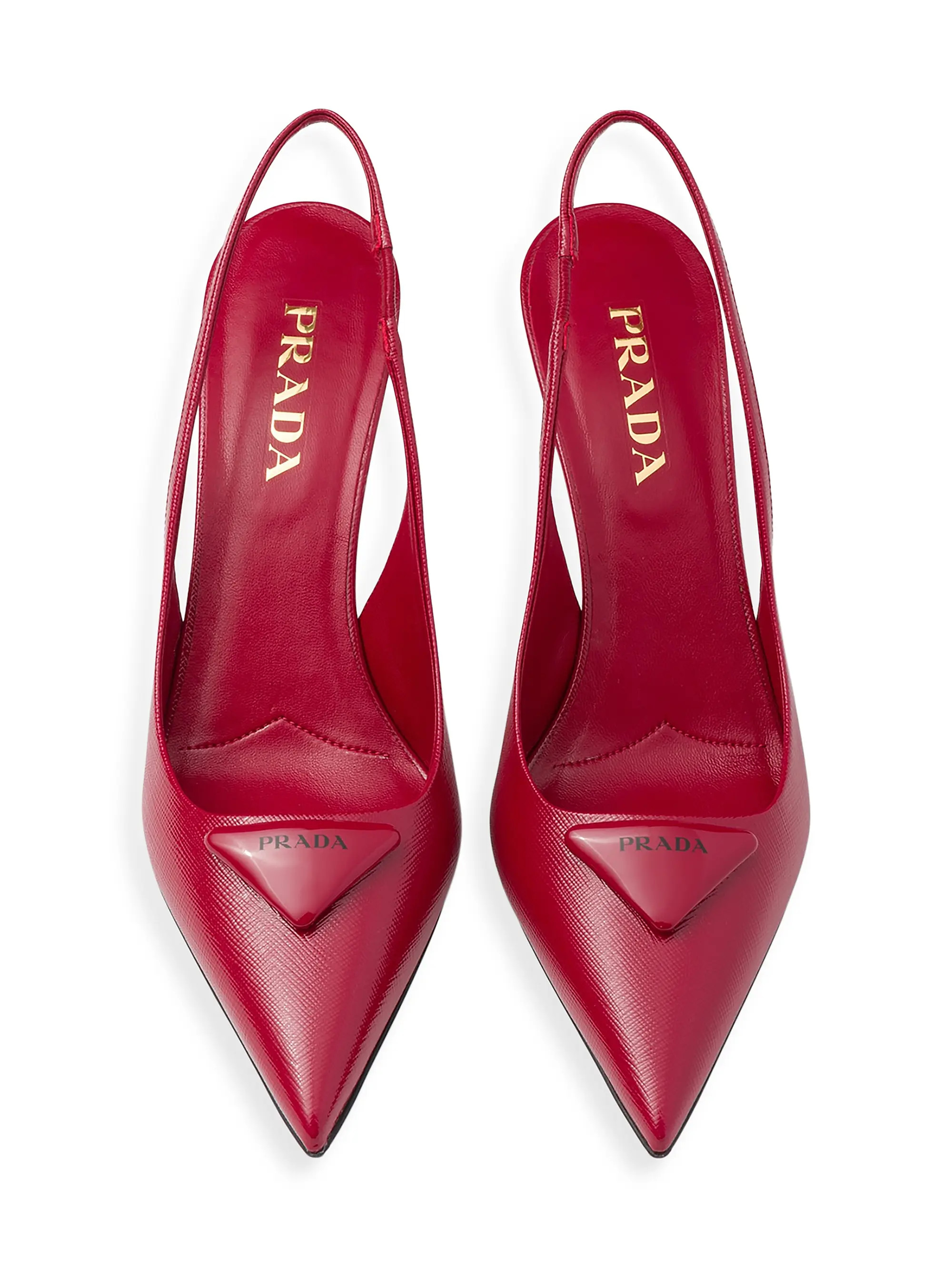 Prada Saffiano 75MM Patent Leather Slingback Pumps | Saks Fifth Avenue | Saks Fifth Avenue