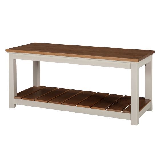 Savannah Bench Ivory with Natural Wood Top - Bolton Furniture | Target