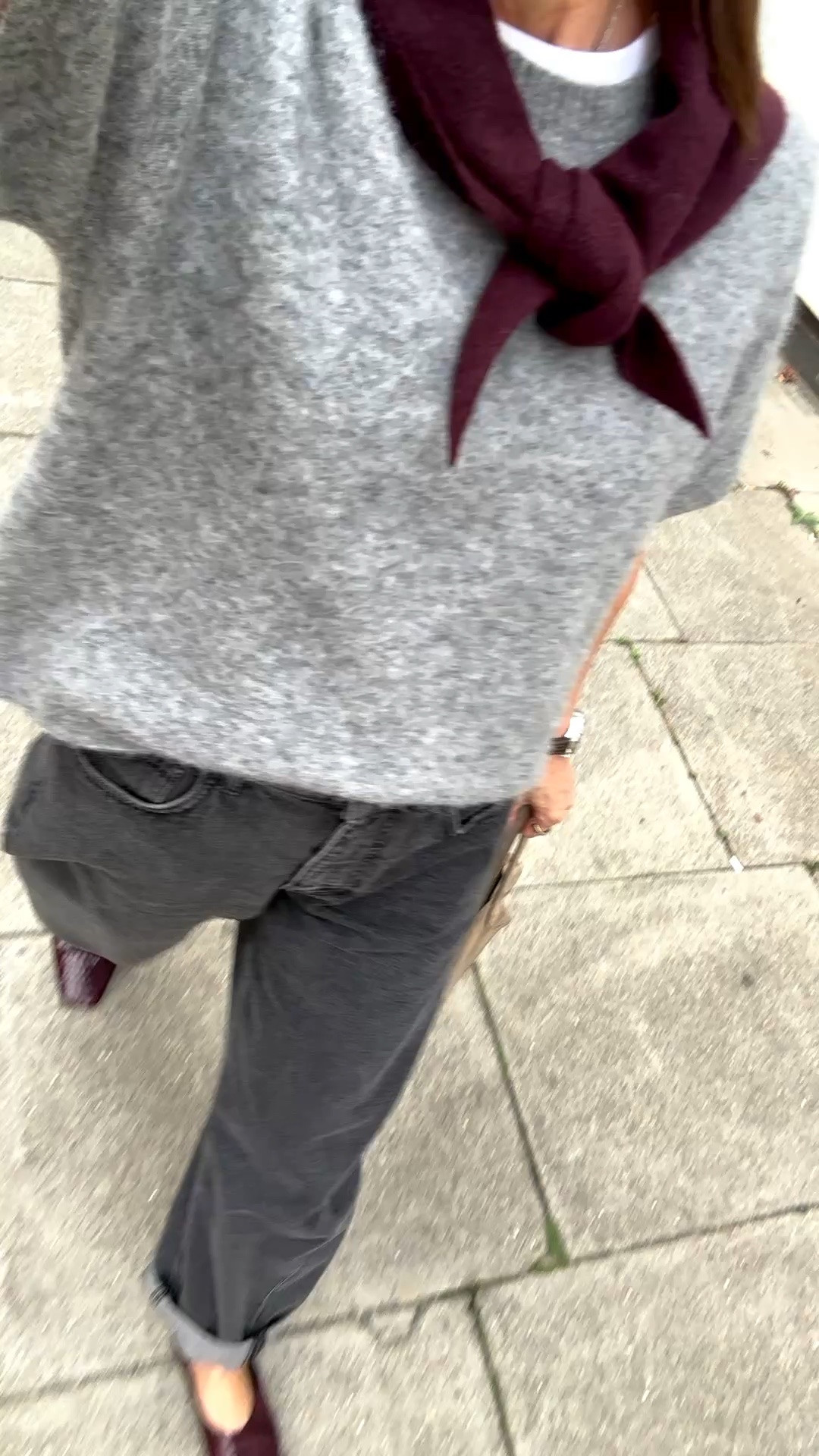 One of those days when you love your outfit. Fab barrel jeans, a favourite knit and gorgeous accessories coming together really well.

I’m loving grey and burgundy as a colour combo. These jeans are my second pair in this style. They’re such a good shape and can be worn cropped or long. This short sleeved knit is one I’ve been wearing for years - I have it in different colours and it gets compliments all the time. A little triangle scarf is a great way to add colour and texture to a look, and these shoes are outstanding. This is their first outing, I walked 10k steps and had so many people asking about them. 
I’m wearing a small jumper, 10 jeans, and the shoes are true to size x

#LTKautumn #LTKstyletip #LTKover50style