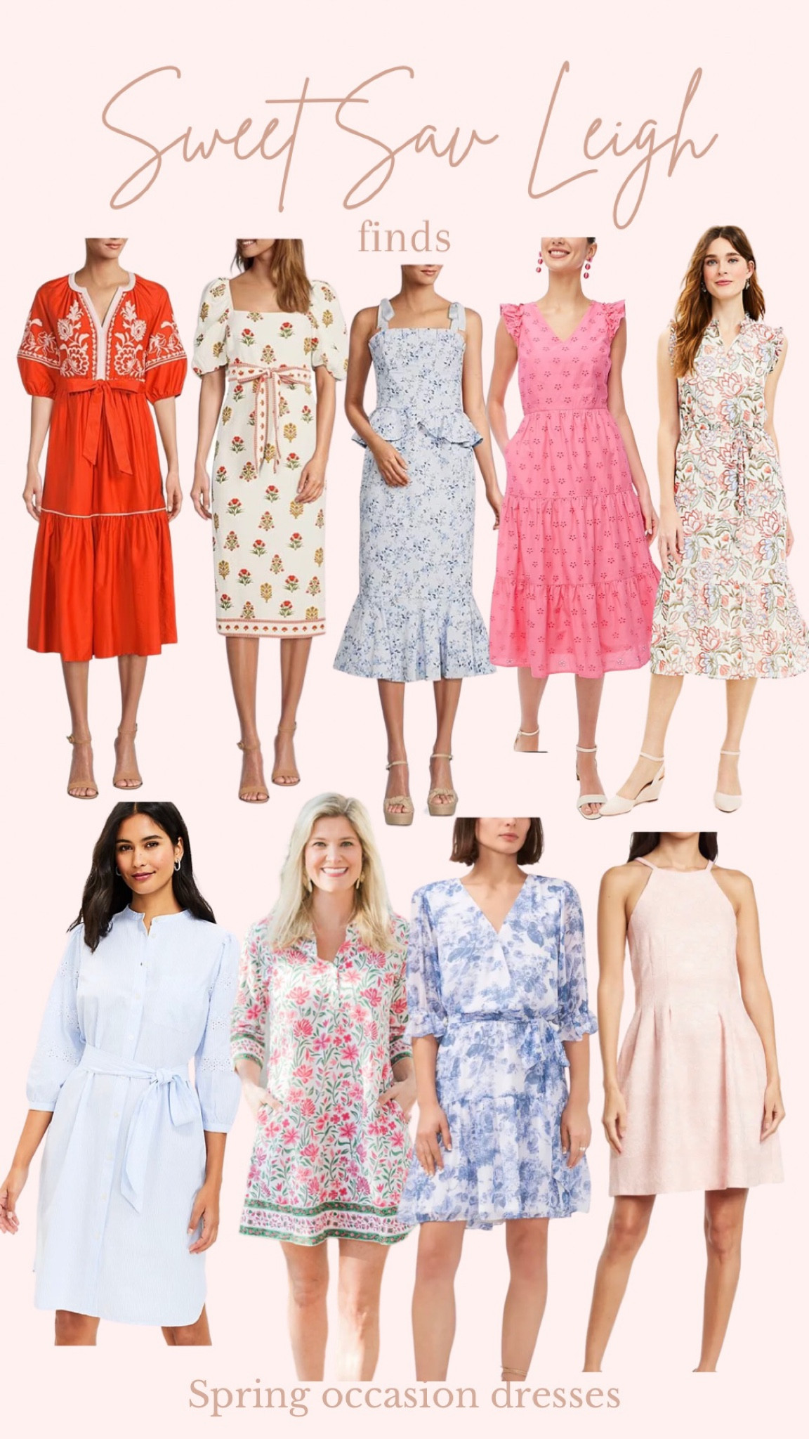 Spring occasion dresses! Red dress, vacation dress, midi dress, pink dress, lace dress, shirt dress, blue and white dress, Easter dress, wedding guest dress 

#LTKSeasonal #LTKFind #LTKstyletip