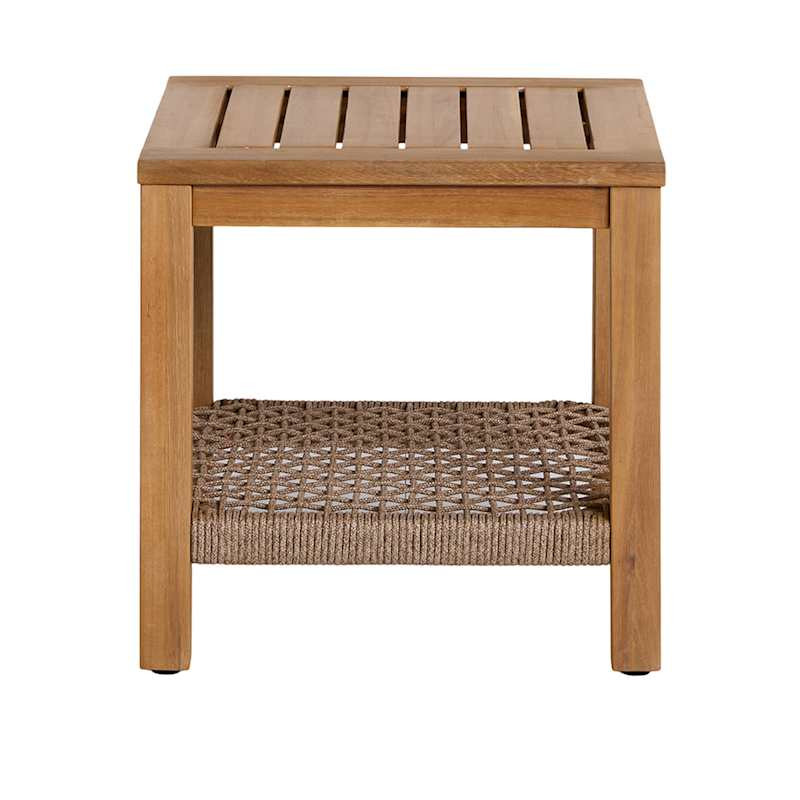 Haven Blonde Acacia Wood & Tan Rope Patio Side Table | At Home