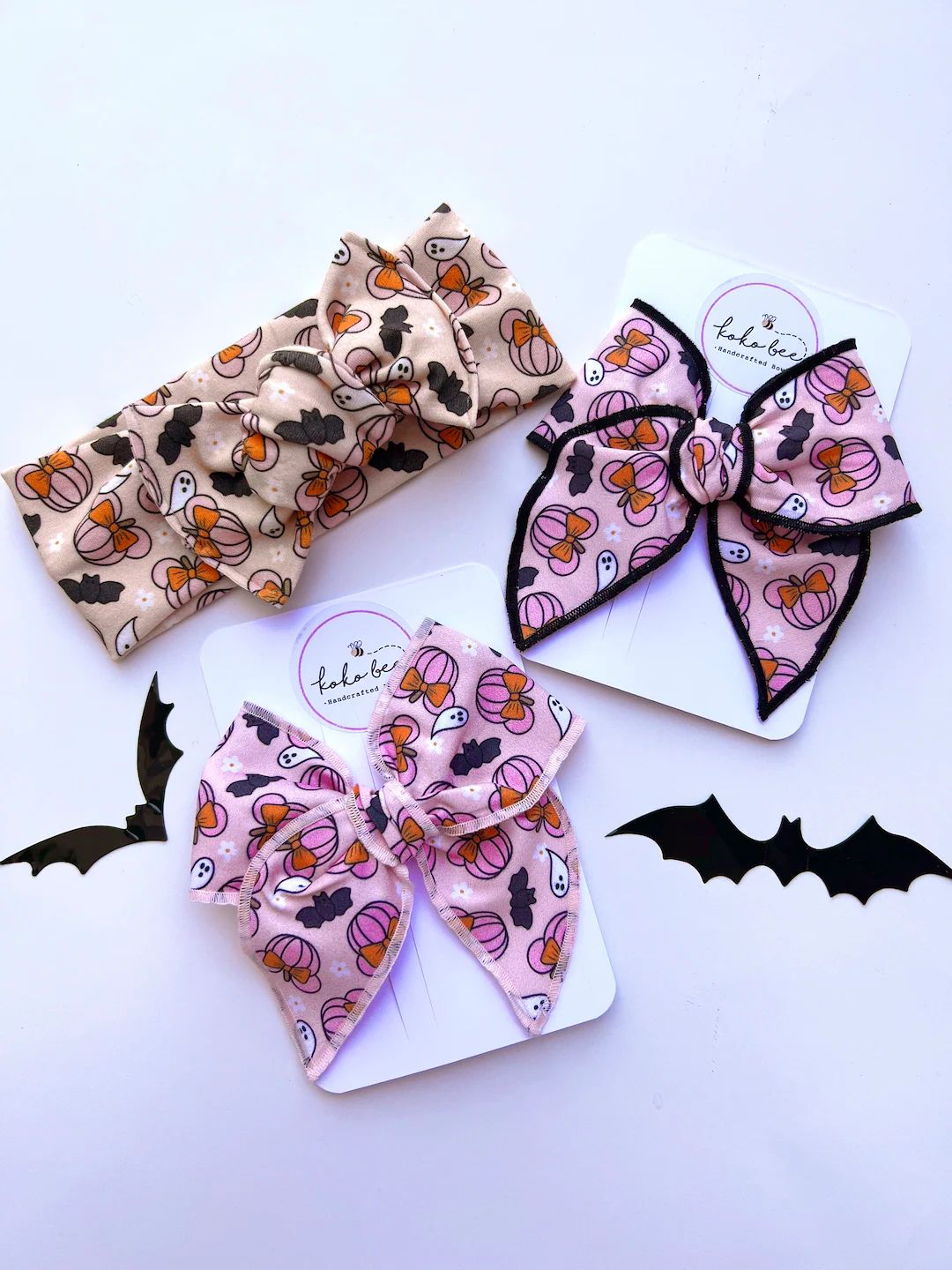 Pink Mouse Pumpkin Halloween Pumpkins Headwraps & Big Bows/Disney/Ghosts/Bats/Flowers/Newborn/Bab... | Etsy (US)