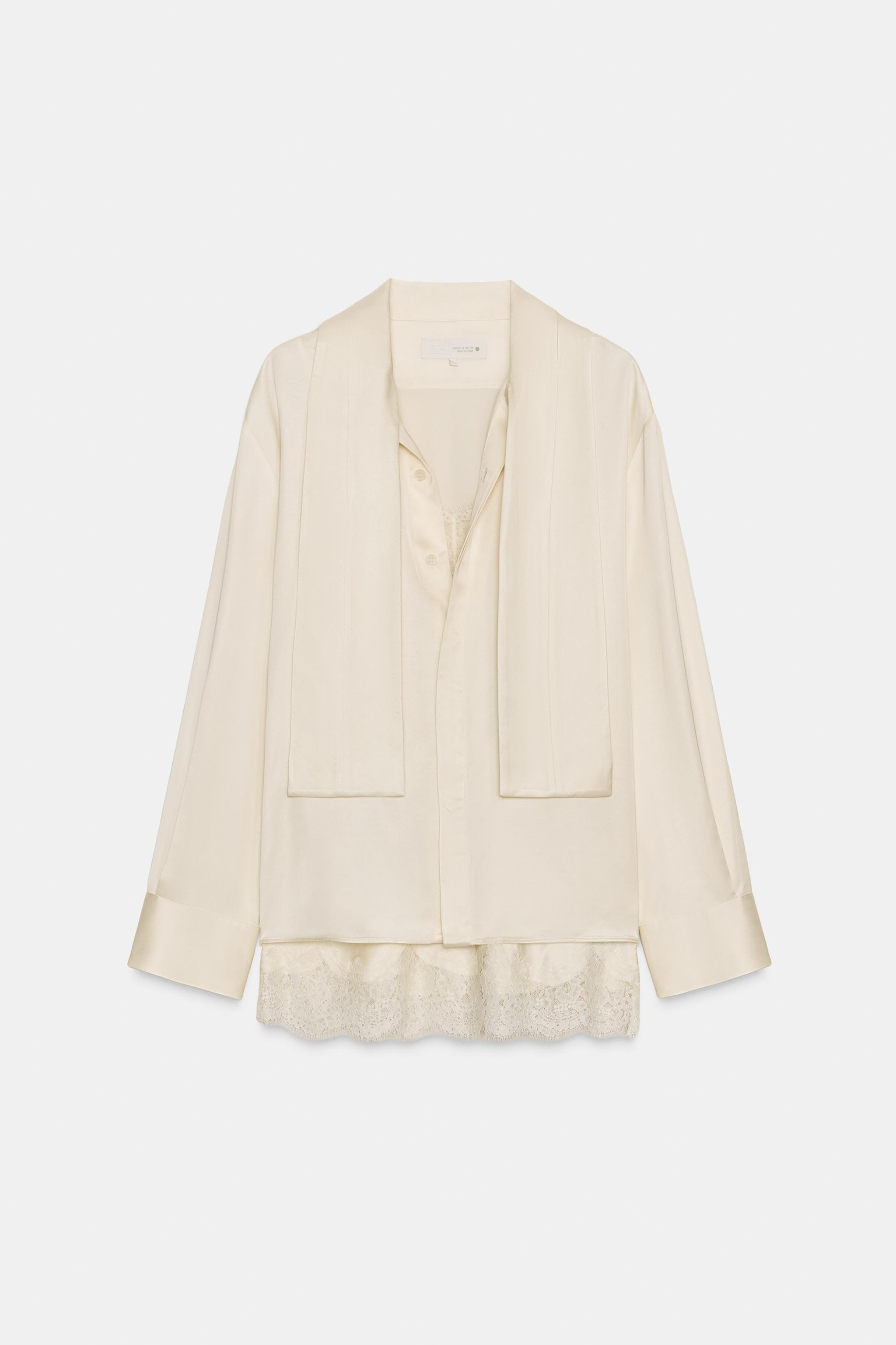 ZW COLLECTION COMBINED SATIN BLOUSE | Zara UK