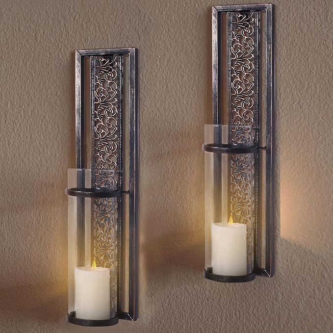 SUJUN Wall Sconce Candle Holder – Metal Wall Décor for Living Room, Bathroom, Dining Room Deco... | Amazon (US)