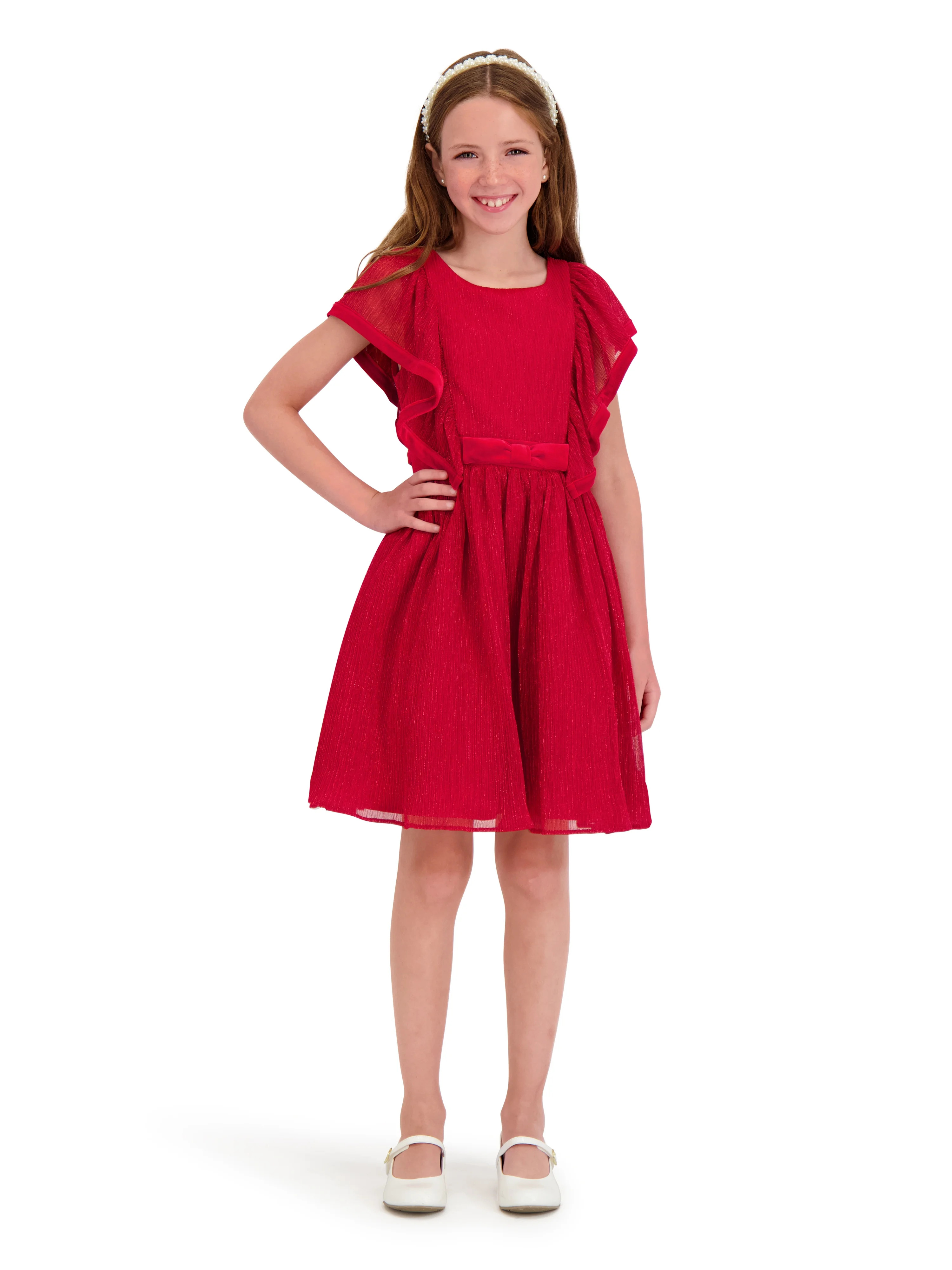 Kensie Girl Metallic Pleated Dress, Sizes 4-16 | Walmart (US)