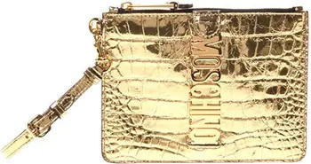 Moschino Logo Croc Embossed Leather Clutch | Nordstrom | Nordstrom