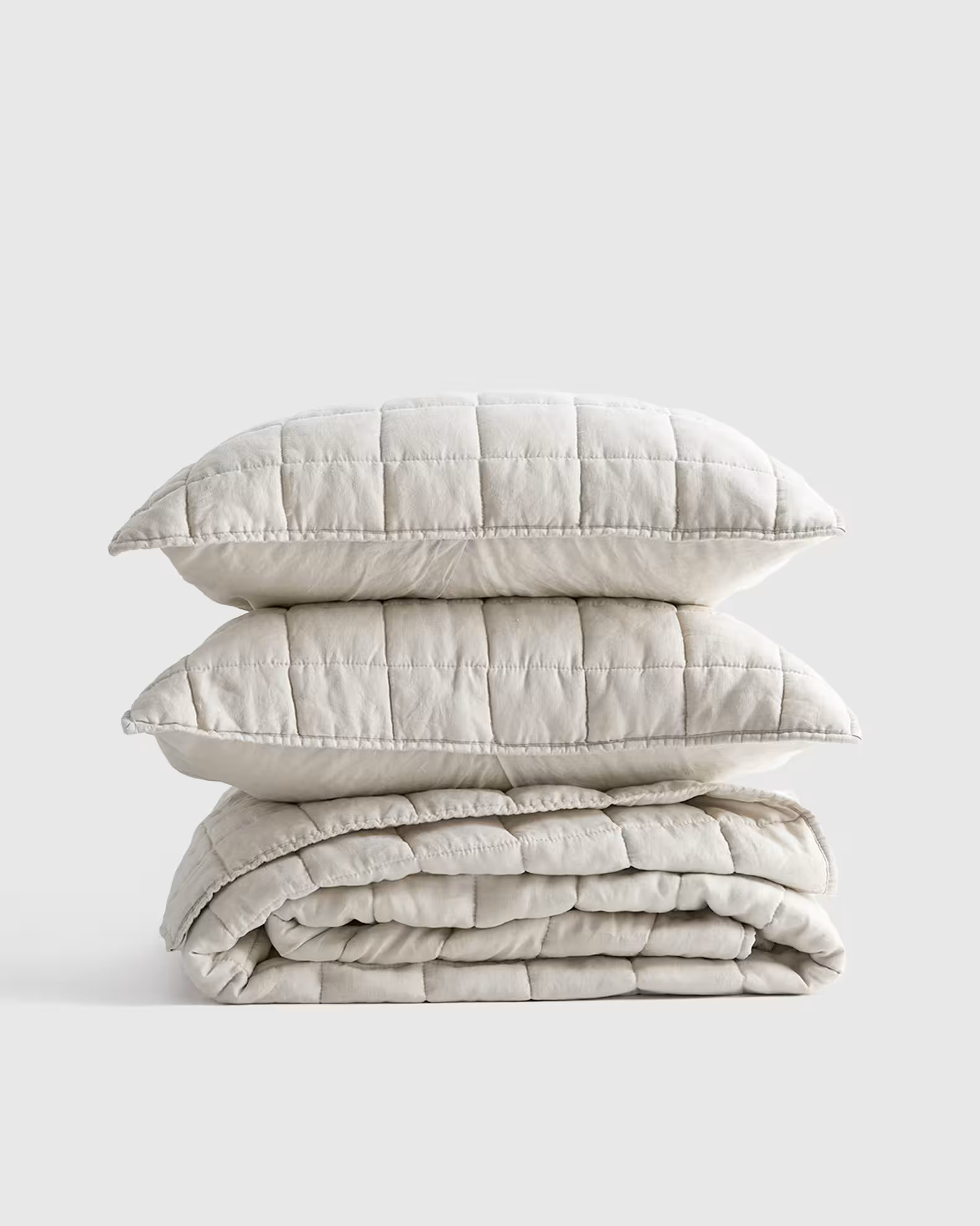 European Linen Box Quilt Set in Sand | Quince