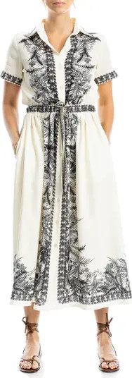 MAX STUDIO Border Print Midi Shirtdress | Nordstromrack | Nordstrom Rack