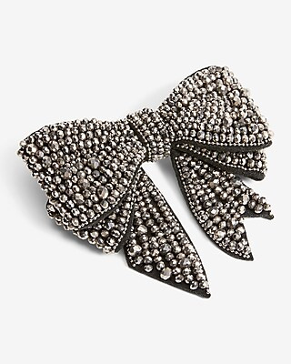 Hematite Embellished Bow Hair Clip | Express