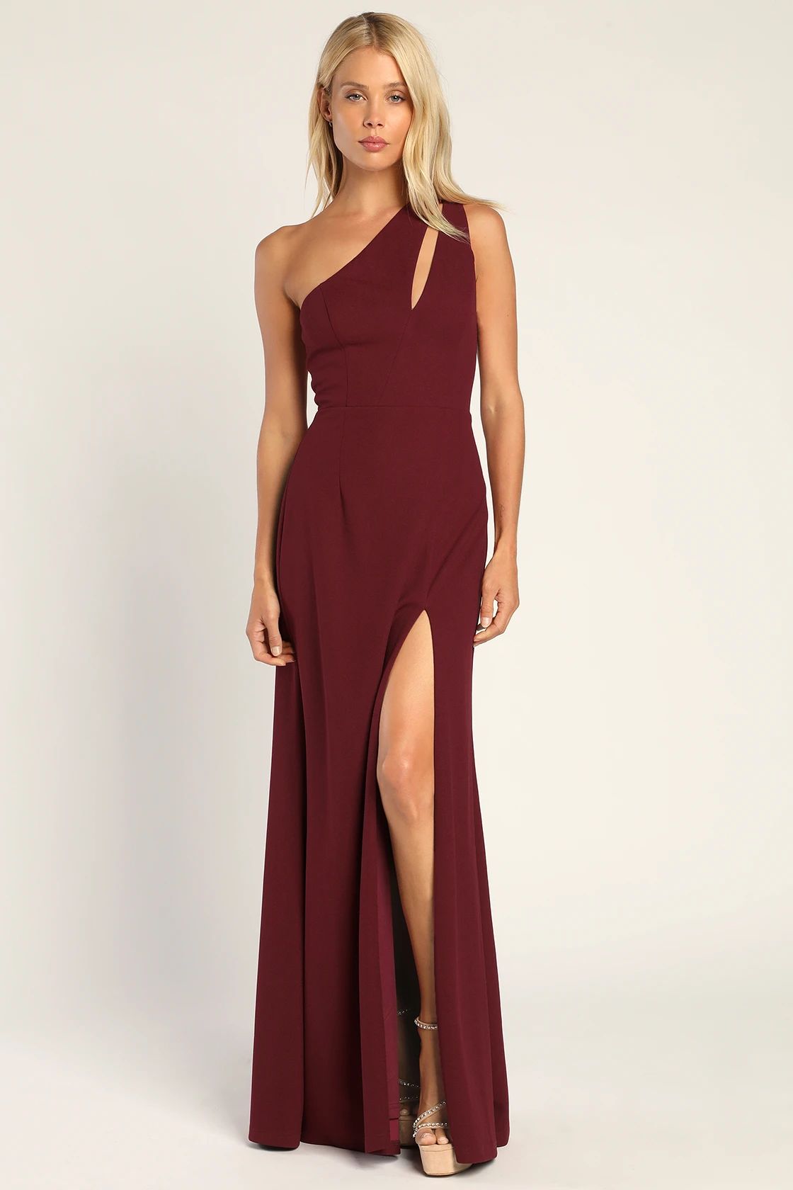 Divinely Dynamite Burgundy One-Shoulder Maxi Dress | Lulus (US)