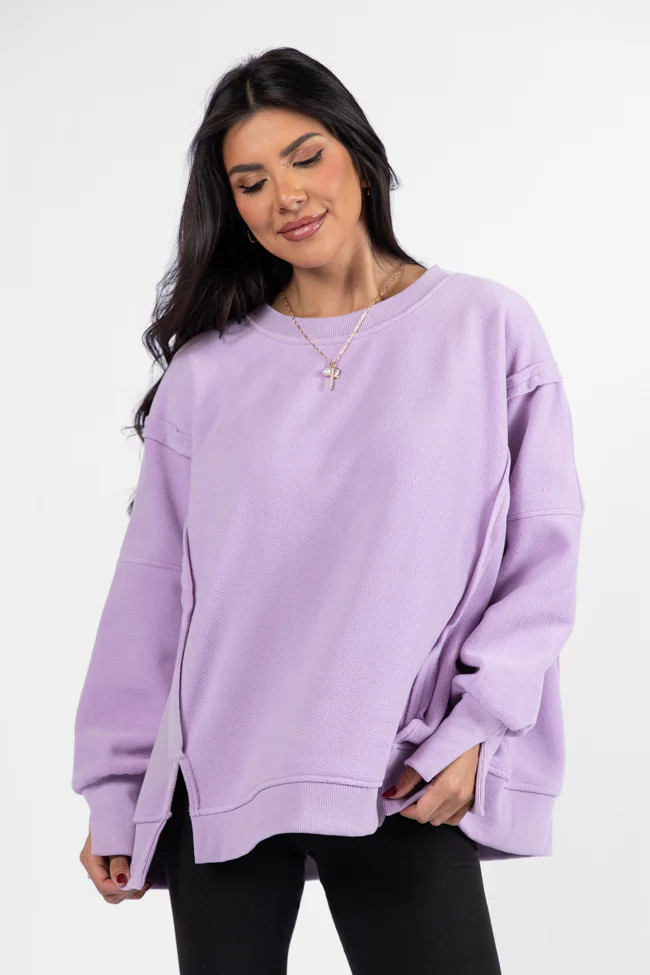 Scouted Out Purple Oversized Fleece Sweatshirt | Pink Lily
