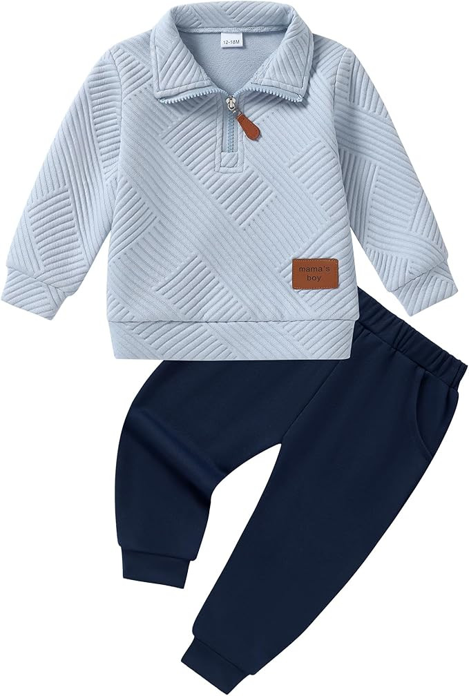 ZOEREA Toddler Baby Boy Clothes Outfits Long Sleeve Solid Sweatshirt and Pants 2 Piece Fall Winte... | Amazon (US)