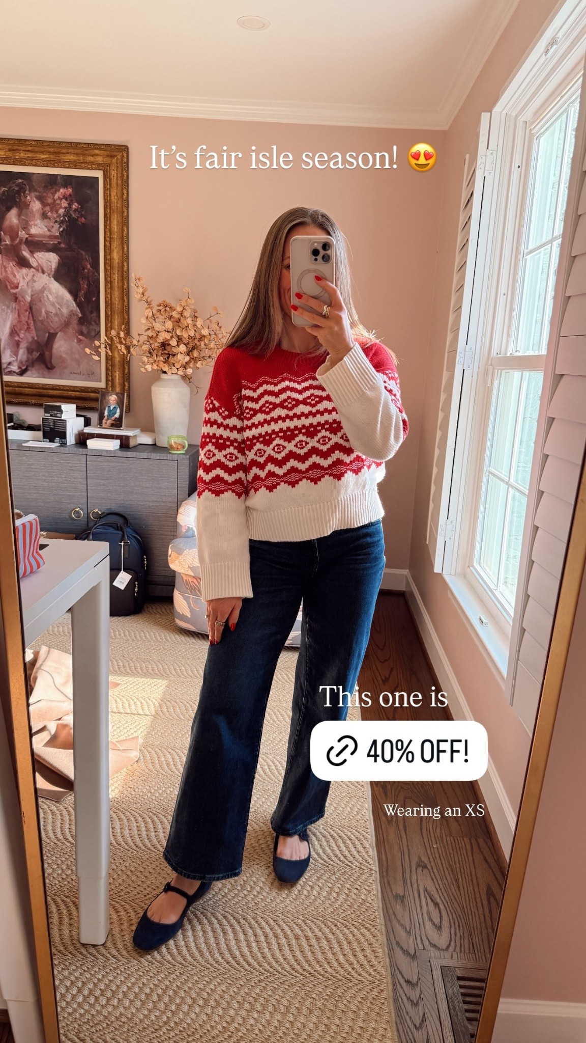 It’s fair isle season! 😍 This one is 40% off. Wearing an XS

#LTKSeasonal #LTKSaleAlert #LTKootd