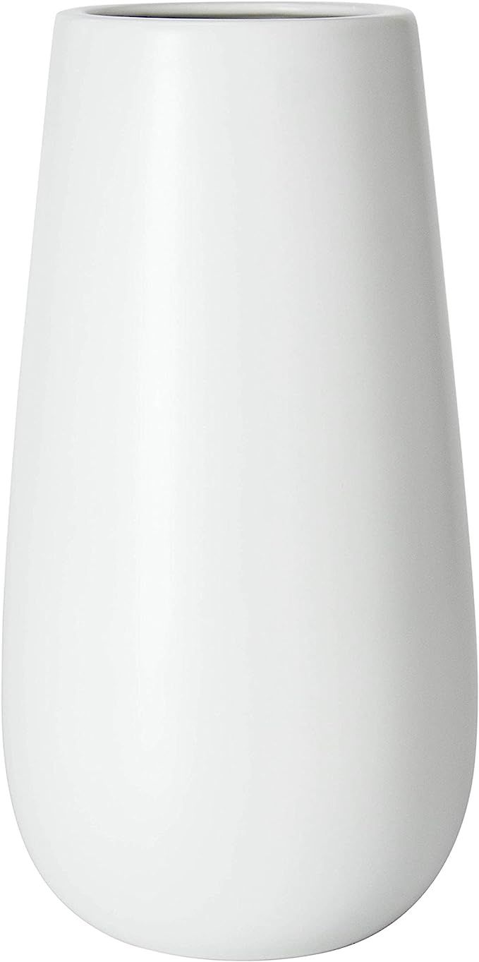 D'vine Dev 10 Inch Matte White Elegant Oval Ceramic Vase for Flowers, Home Décor Vase with Desig... | Amazon (US)
