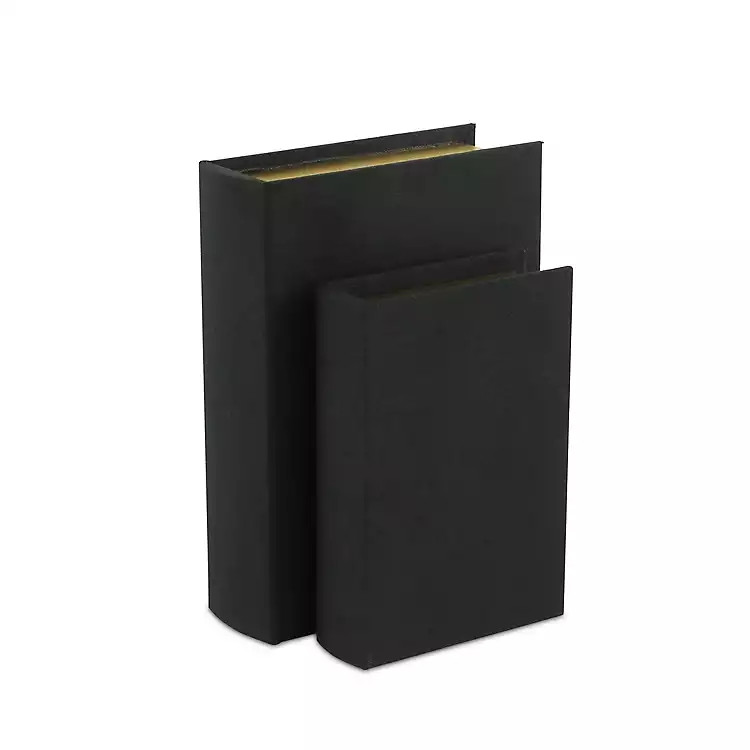Heathered Black Linen Book Boxes, Set of 2 | Kirkland's Home