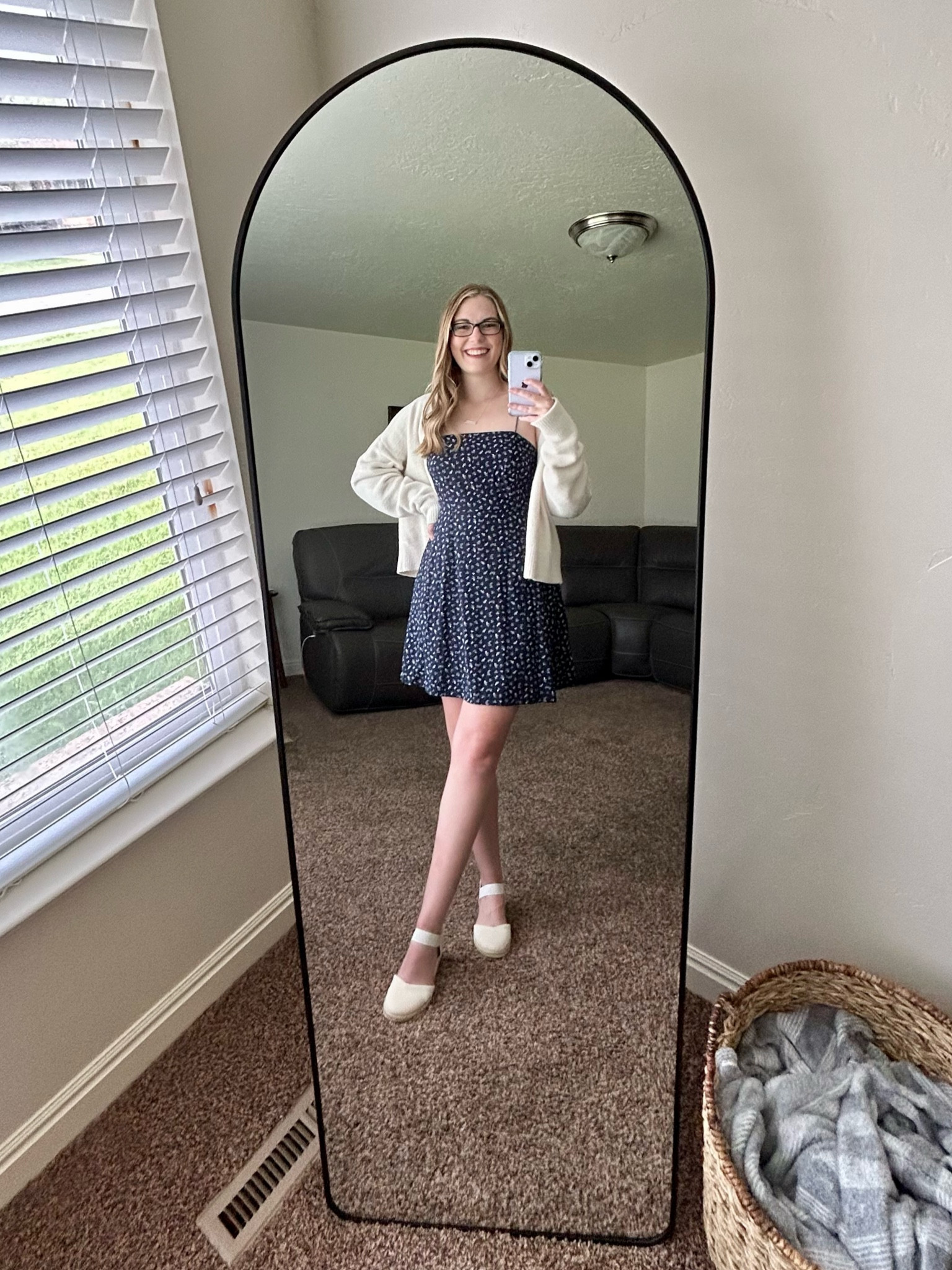 A navy fit and flare dress paired with an oversized cream cardigan and espadrille heels. Such a cute transitional outfit from Summer to Fall 🍂

#LTKshoecrush #LTKstyletip #LTKfindsunder50