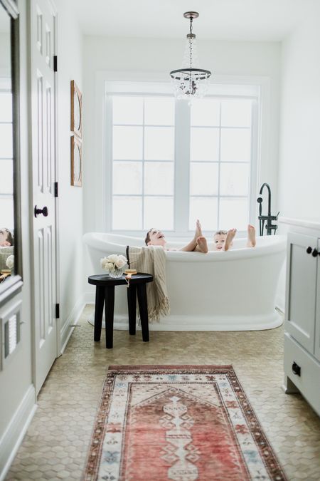 The most beautiful freestanding tub is back in stock!! Exact tub linked for you! 

#LTKhome