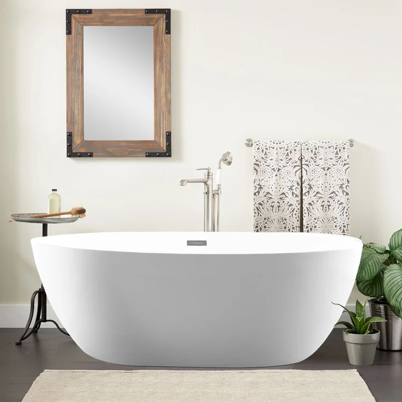 55" x 32" Freestanding Soaking Acrylic Bathtub | Wayfair North America