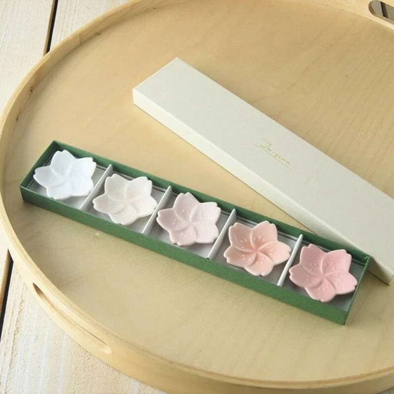 Handmade Sakura Cherry Blossom Chopstick Rest 5pc Set Made in Japan, Authentic Japanese Gift Set,... | Etsy (US)