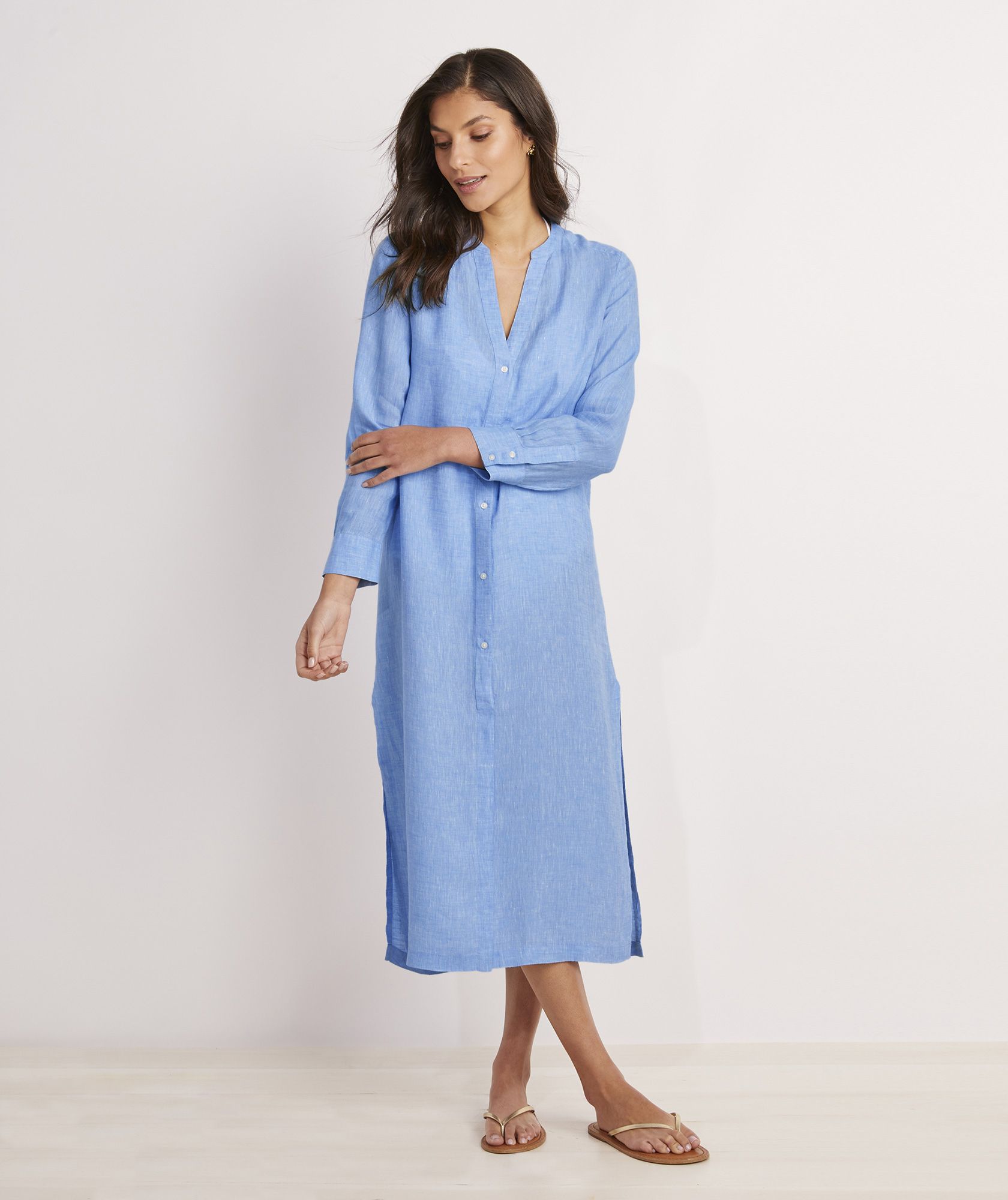 OUTLET Cotton Linen Button-Down Midi Cover-Up | vineyard vines