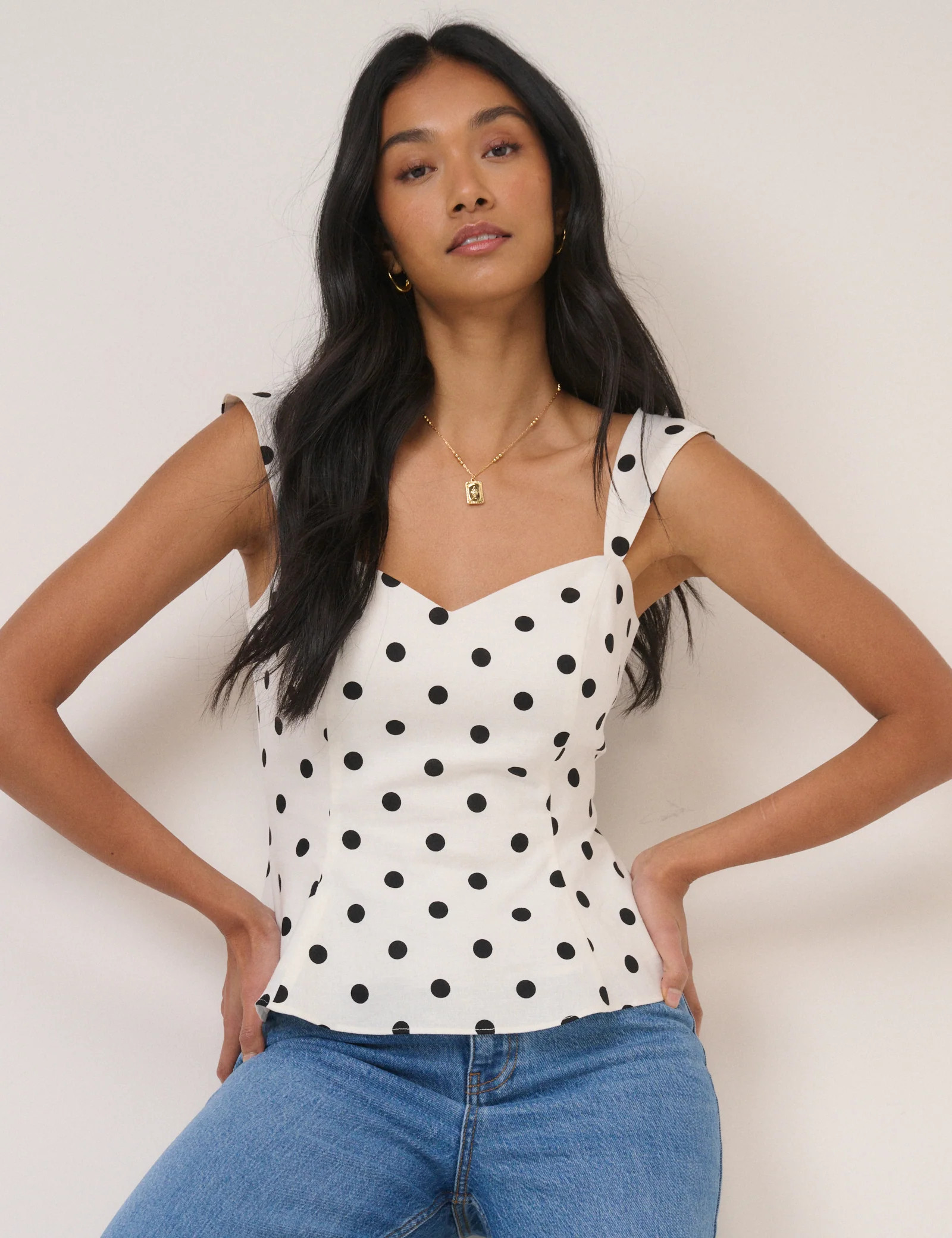 White Polka Dot Fitted Top | Nobody's Child