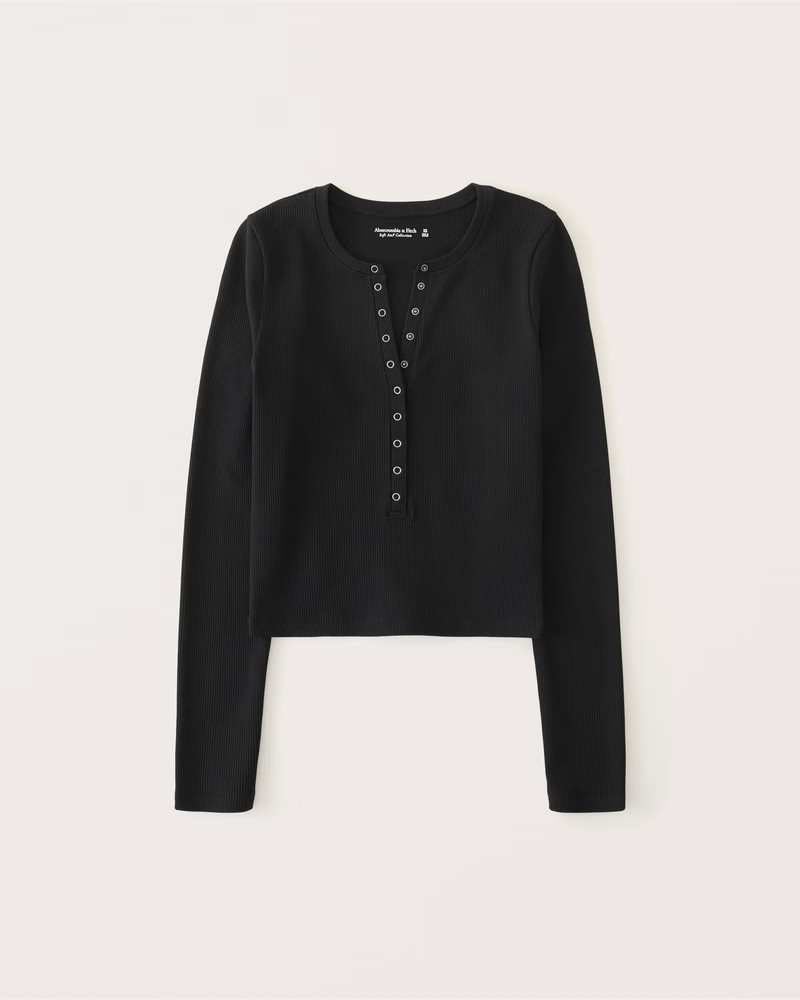 Long-Sleeve Seamless Rib Fabric Henley | Abercrombie & Fitch (US)