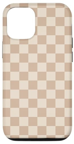 iPhone 12/12 Pro Light Beige Brown Checkered Aesthetic Big Tan Checkerboard Case | Amazon (US)