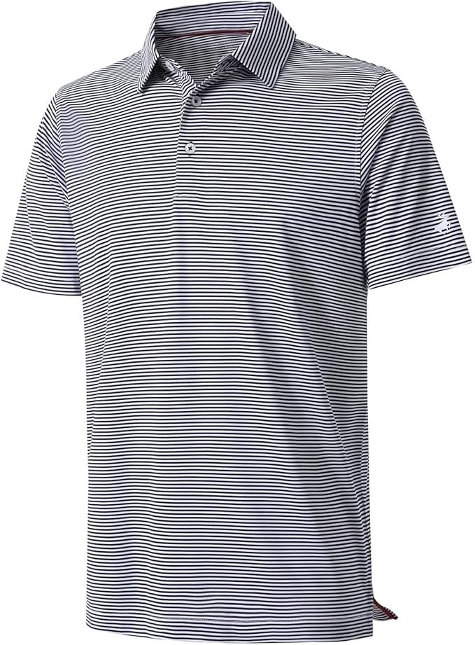 Mens Golf Shirt Moisture Wicking Dry Fit Performance Sport Short Sleeve Striped Golf Polo Shirts ... | Amazon (US)
