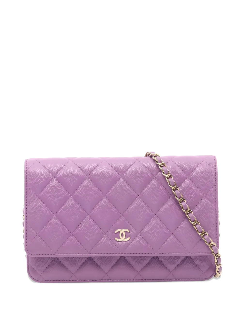 CHANEL Pre-Owned 2021 quilted chain wallet - Purple | Farfetch Global