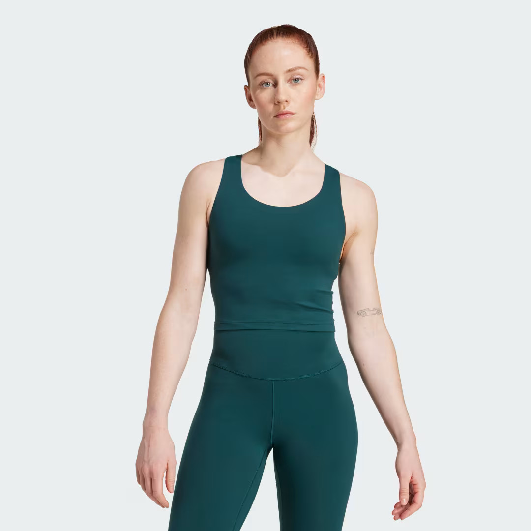 adidas All Me Medium Support Bra Tank Top Aurora Ivy L - Womens Dance Sports Bras | adidas (US)