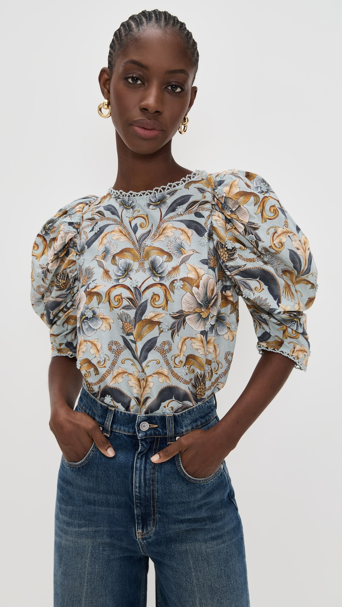 Snake Garden Blue 3D Blouse | Shopbop