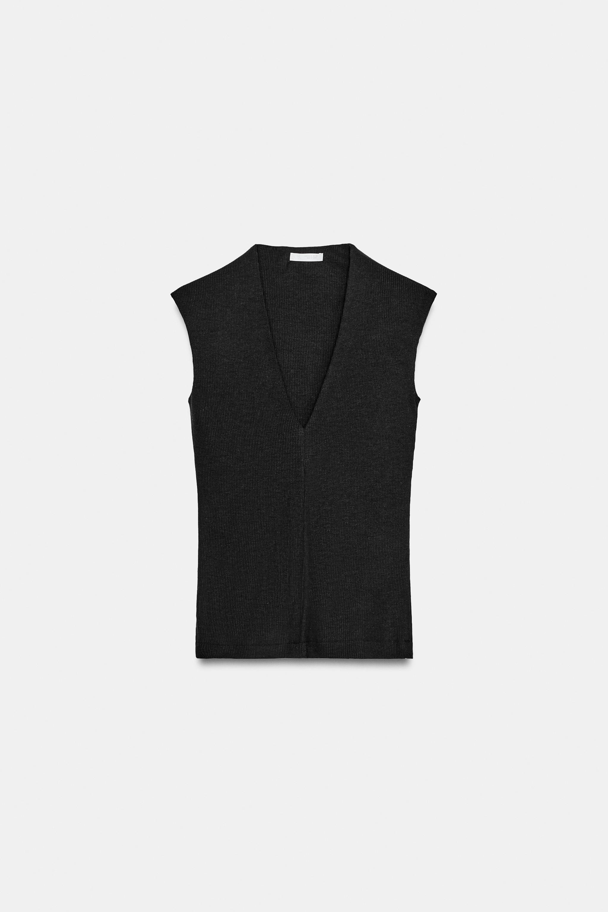 RIBBED V-NECK TOP | Zara US