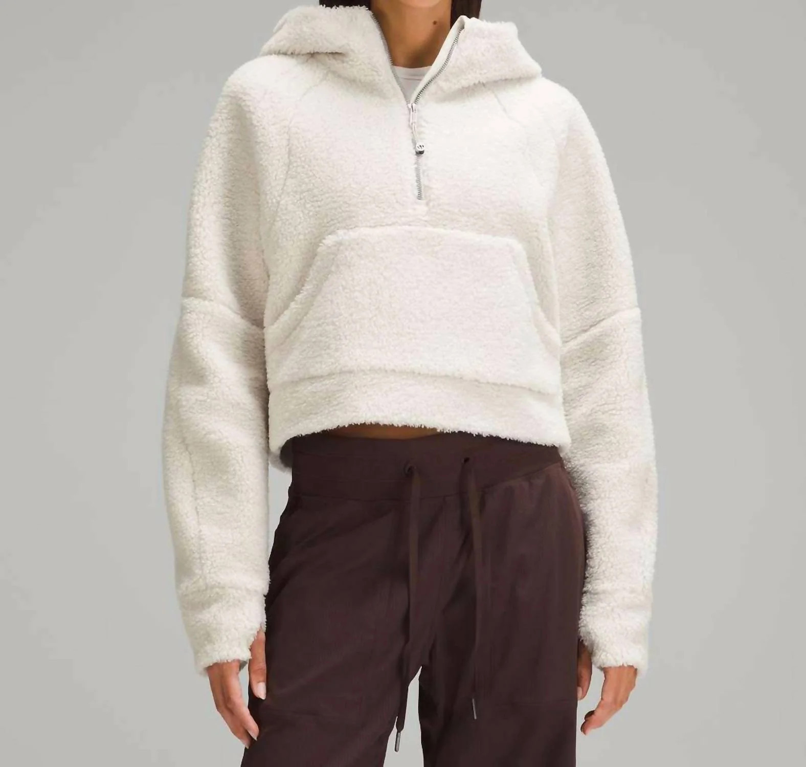 Scuba Oversized Half-Zip Fleece Hoodie In Bone | Shop Simon