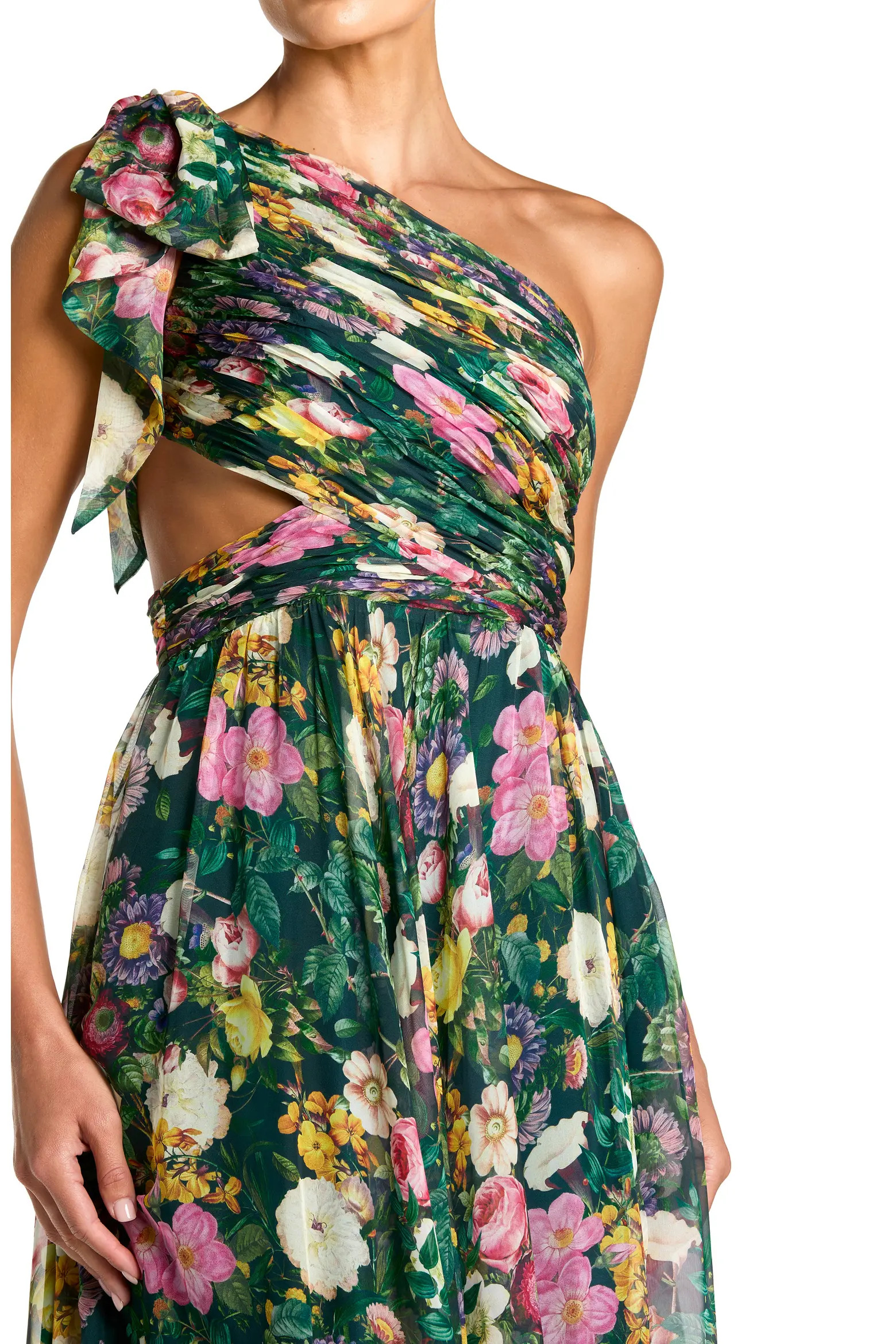 Floral One-Shoulder Cutout Chiffon Evening Gown (Women) | Nordstrom | Nordstrom