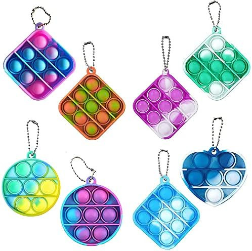Jesokiibo 8PCS Fidget Toy Mini Stress Relief Hand Toys Keychain Toy Bubble Wrap Pop Anxiety Stress R | Amazon (US)