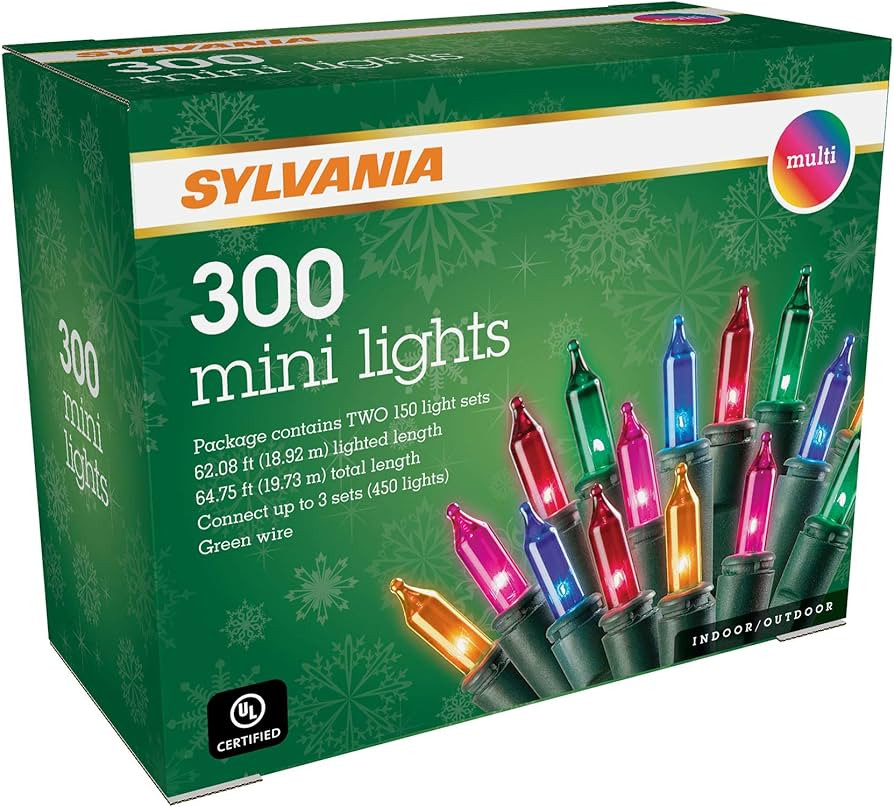 SYLVANIA Mini Christmas Lights, 64.75 Foot (Pack of 1), Multi, 64 Ft | Amazon (US)