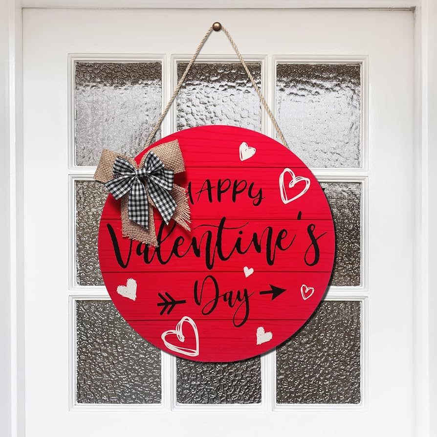 Namalu Valentine's Day Sign Red Heart Happy Valentine's Day Wooden Door Sign Valentine Heart Wall... | Amazon (US)
