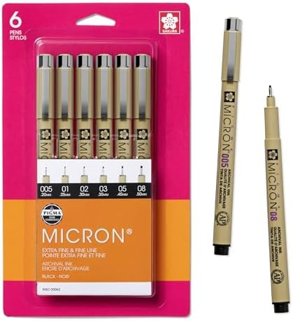 SAKURA Pigma Micron Fineliner Pens - Archival Black Ink Pens - Pens for Writing, Drawing, or Jour... | Amazon (US)
