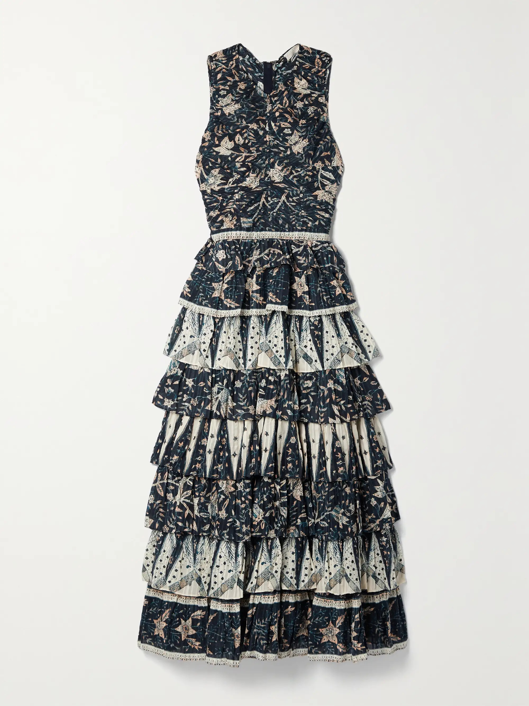 Ariah tiered printed cotton-blend voile midi dress | NET-A-PORTER (US)