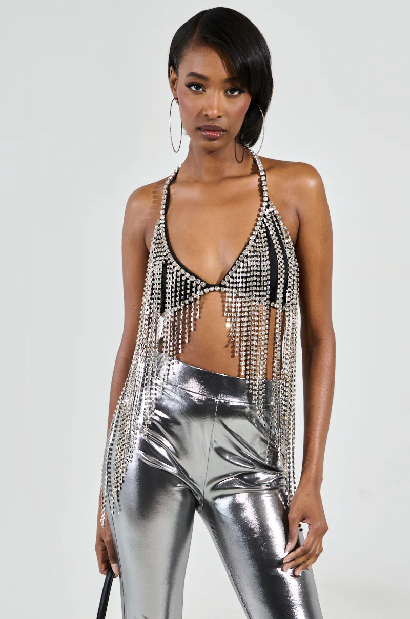 BRING THE FUN RHINESTONE FRINGE BRALETTE TOP | AKIRA