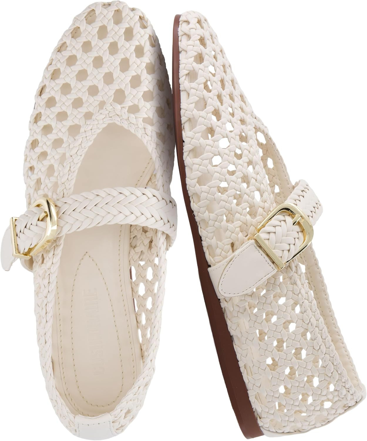 CUSHIONAIRE Wit Hand Woven Womens Flats, Comfortable Mary Jane Ballet Flat with Adjustable Buckle Braided Strap and Cushioned Memory Foam | Amazon (US)
